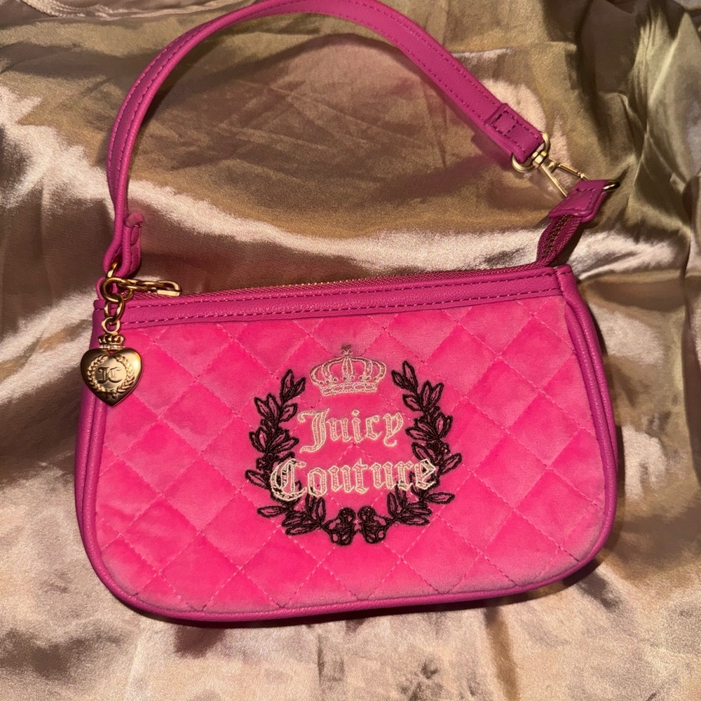 Juicy Couture Pink Quilted Clutch with Heart Charm